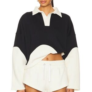 port de bras Wave Sofia Sweater in Black & Chantilly L